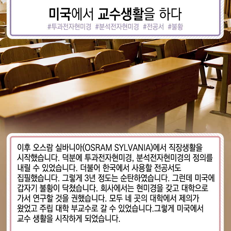 전자현미경 1세대 연구자에서 대기업 CEO까지…도전의 인생3에 관한 인포그래픽입니다. 자세한 사항은 하단에 있습니다.