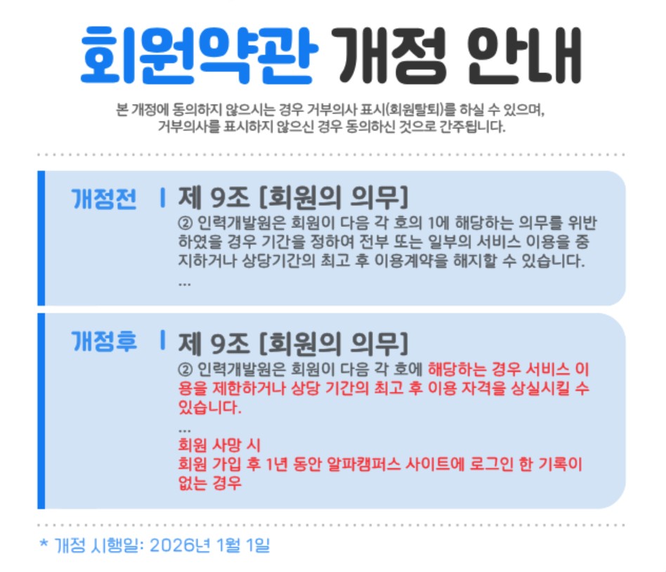 회원약관 개정 안내